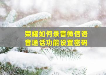 荣耀如何录音微信语音通话功能设置密码