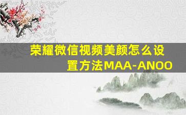 荣耀微信视频美颜怎么设置方法MAA-ANOO