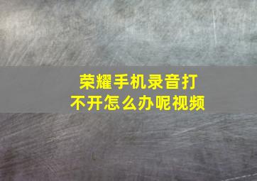 荣耀手机录音打不开怎么办呢视频