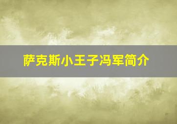 萨克斯小王子冯军简介