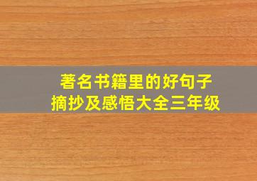 著名书籍里的好句子摘抄及感悟大全三年级