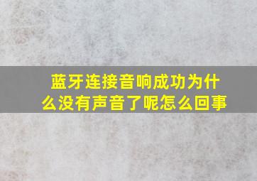 蓝牙连接音响成功为什么没有声音了呢怎么回事