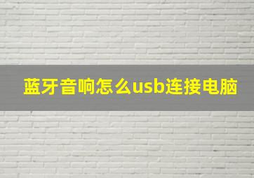 蓝牙音响怎么usb连接电脑