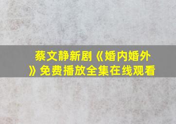 蔡文静新剧《婚内婚外》免费播放全集在线观看