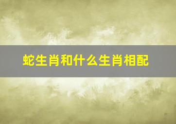 蛇生肖和什么生肖相配