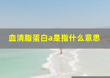 血清脂蛋白a是指什么意思