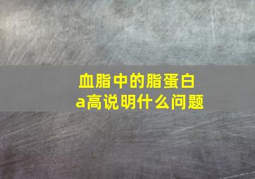 血脂中的脂蛋白a高说明什么问题