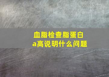 血脂检查脂蛋白a高说明什么问题