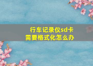 行车记录仪sd卡需要格式化怎么办