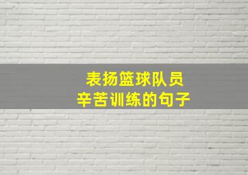 表扬篮球队员辛苦训练的句子