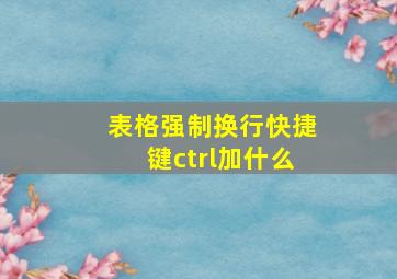 表格强制换行快捷键ctrl加什么