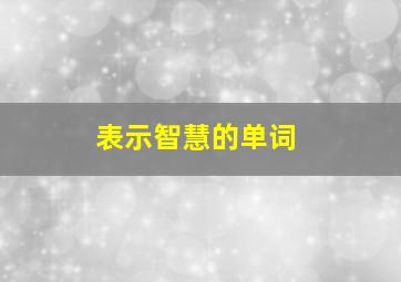 表示智慧的单词