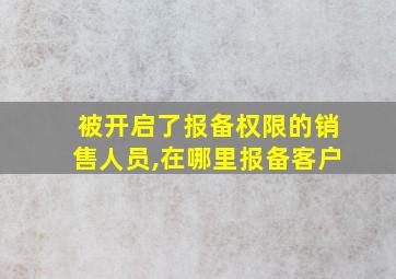 被开启了报备权限的销售人员,在哪里报备客户