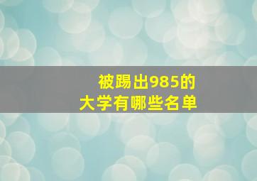 被踢出985的大学有哪些名单