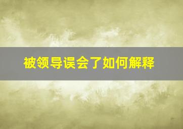 被领导误会了如何解释