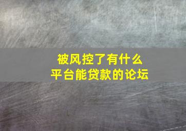 被风控了有什么平台能贷款的论坛