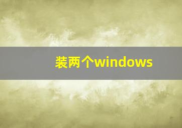 装两个windows