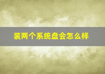 装两个系统盘会怎么样