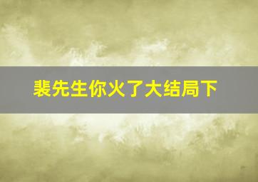 裴先生你火了大结局下