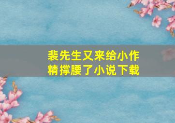 裴先生又来给小作精撑腰了小说下载