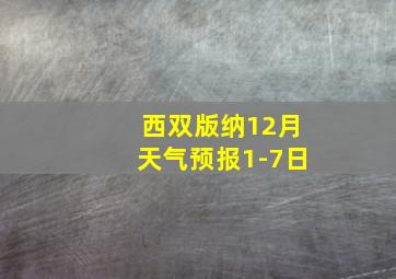 西双版纳12月天气预报1-7日