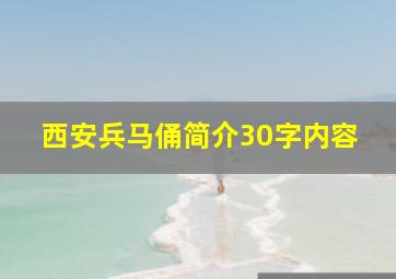 西安兵马俑简介30字内容