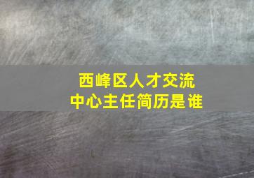 西峰区人才交流中心主任简历是谁