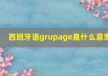 西班牙语grupage是什么意思