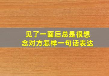 见了一面后总是很想念对方怎样一句话表达