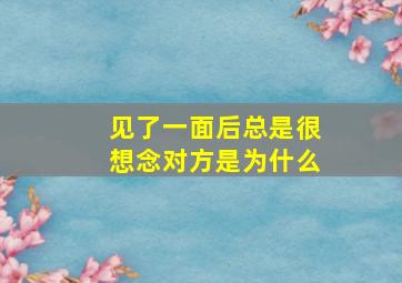 见了一面后总是很想念对方是为什么