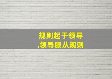 规则起于领导,领导服从规则