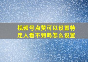 视频号点赞可以设置特定人看不到吗怎么设置