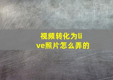 视频转化为live照片怎么弄的