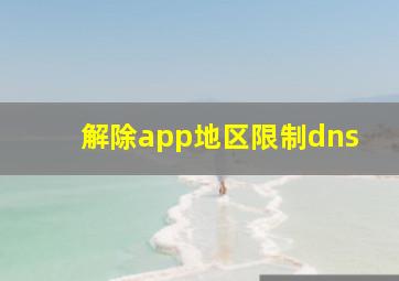 解除app地区限制dns