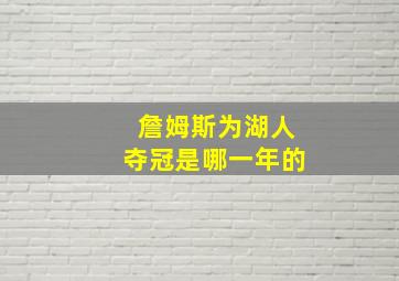 詹姆斯为湖人夺冠是哪一年的