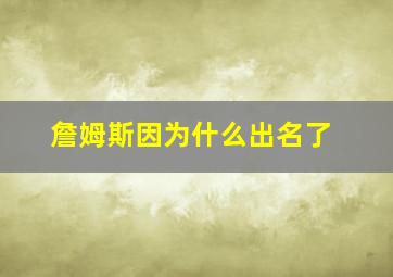 詹姆斯因为什么出名了