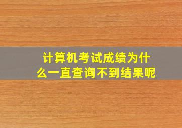 计算机考试成绩为什么一直查询不到结果呢