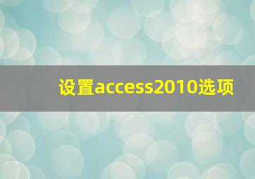 设置access2010选项