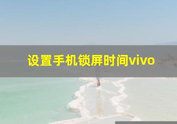 设置手机锁屏时间vivo