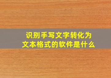 识别手写文字转化为文本格式的软件是什么