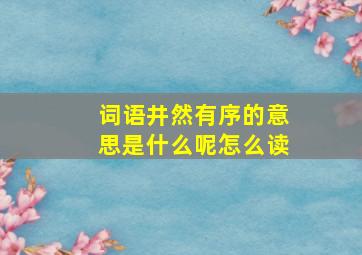 词语井然有序的意思是什么呢怎么读