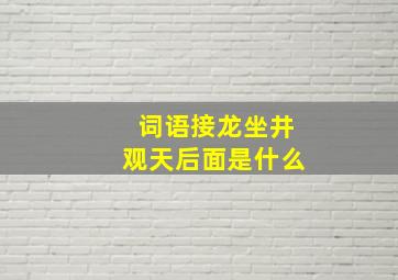 词语接龙坐井观天后面是什么