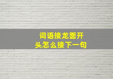 词语接龙面开头怎么接下一句