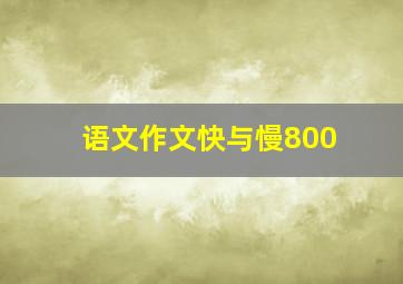 语文作文快与慢800