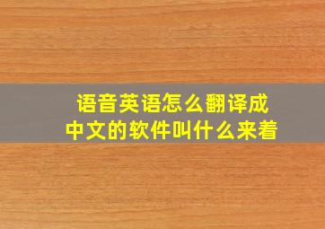 语音英语怎么翻译成中文的软件叫什么来着