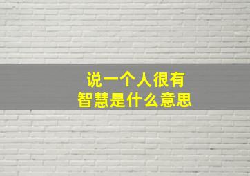 说一个人很有智慧是什么意思