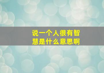 说一个人很有智慧是什么意思啊