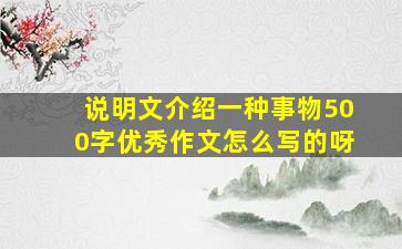 说明文介绍一种事物500字优秀作文怎么写的呀