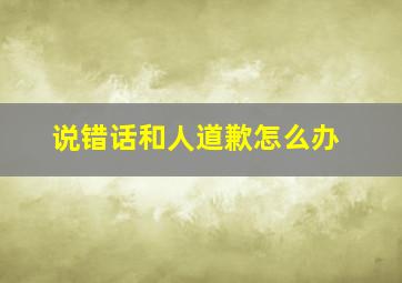 说错话和人道歉怎么办