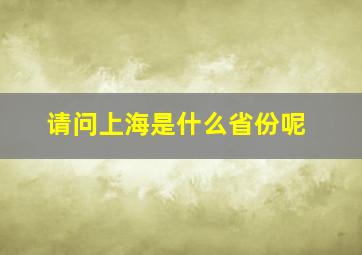 请问上海是什么省份呢